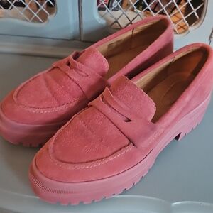 Elegant Pink Suede Loafers for Women